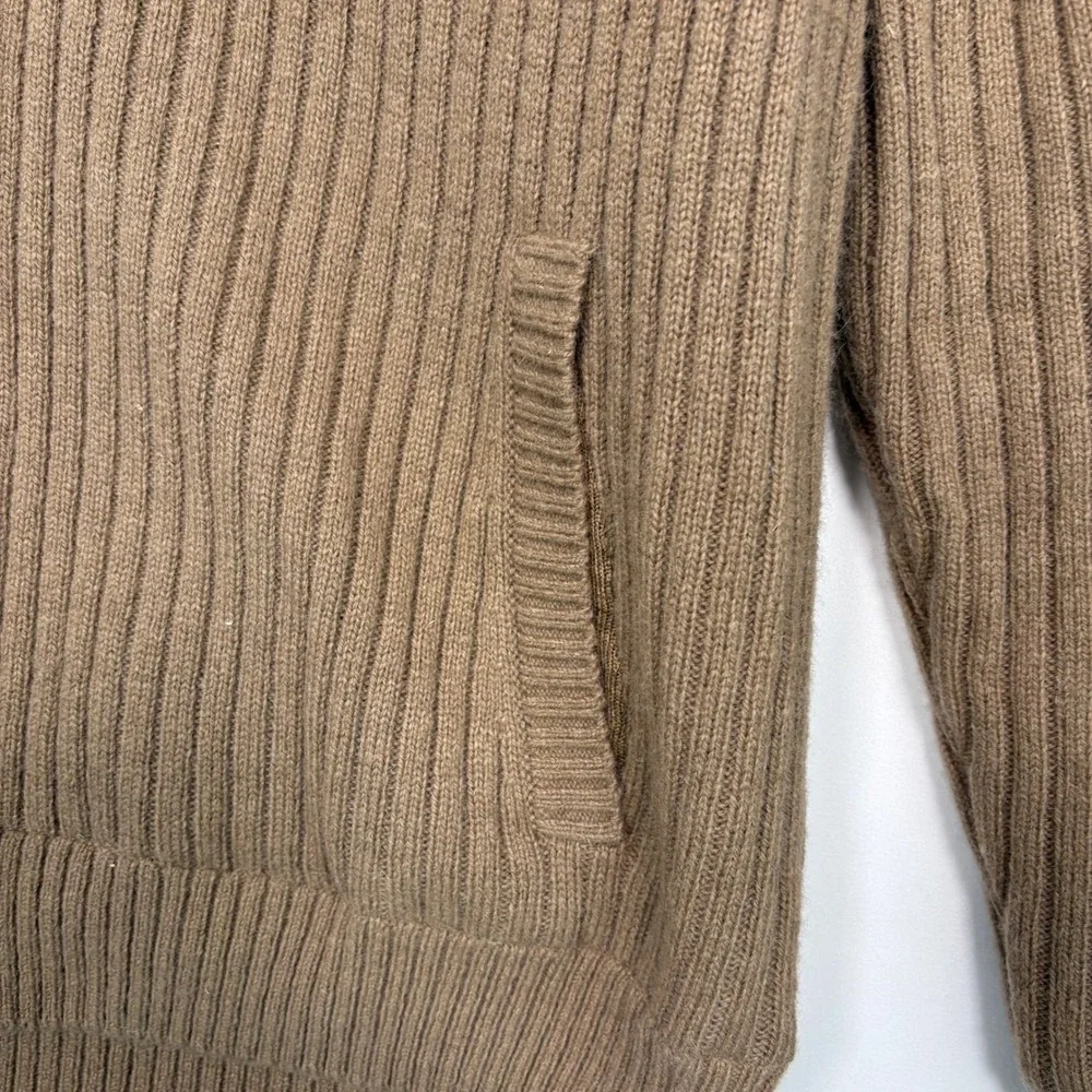 Duluth Trading Mens Full Zip Sweater XL Brown Shetland Wool Lined Ribbed Knit